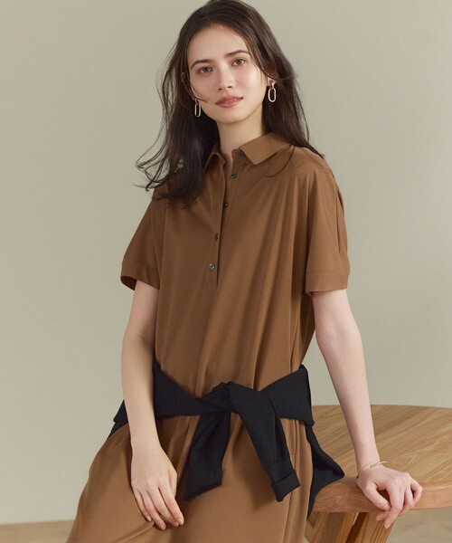 23区(ニジュウサンク)の「ファンクショナル ポロ ワンピース(ワンピース・レディース・ブラック系/黄土色系・38)」の4枚目の写真