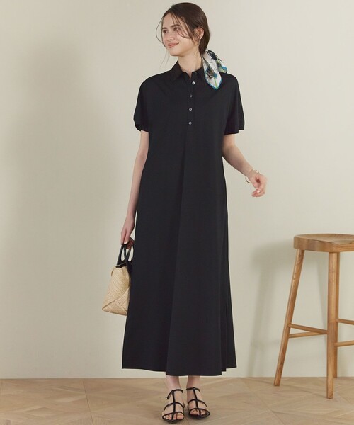 23区(ニジュウサンク)の「ファンクショナル ポロ ワンピース(ワンピース・レディース・ブラック系/黄土色系・38)」の5枚目の写真