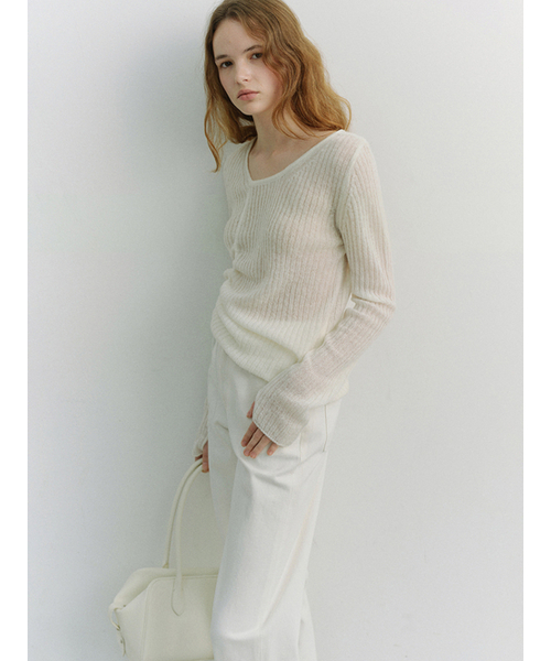 DUNST(ダンスト)の「2-WAY SHIRRING KNIT TOP_UDSW6A204_IVORY(ニット/セーター・レディース・アイボリー・SMALL/MEDIUM/LARGE)」の2枚目の写真