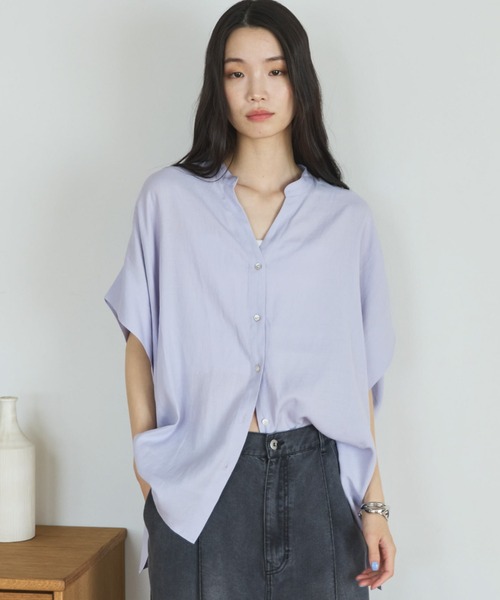 Doux archives(ドゥアルシーヴ)の「【名品】ウォッシャブルリネンライクスキッパープルオーバー(シャツ/ブラウス・レディース・ラベンダー/ネイビー/ブルー/オフホワイト・FREE)」の1枚目の写真