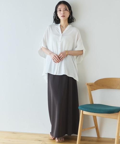 Doux archives(ドゥアルシーヴ)の「【名品】ウォッシャブルリネンライクスキッパープルオーバー(シャツ/ブラウス・レディース・ラベンダー/ネイビー/ブルー/オフホワイト・FREE)」の15枚目の写真