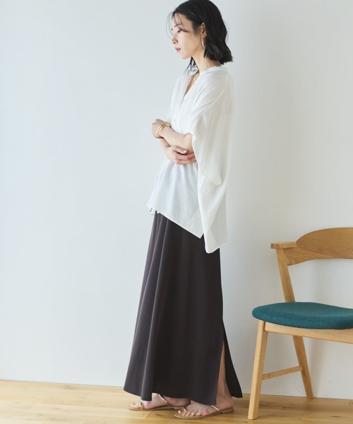 Doux archives(ドゥアルシーヴ)の「【名品】ウォッシャブルリネンライクスキッパープルオーバー(シャツ/ブラウス・レディース・ラベンダー/ネイビー/ブルー/オフホワイト・FREE)」の18枚目の写真