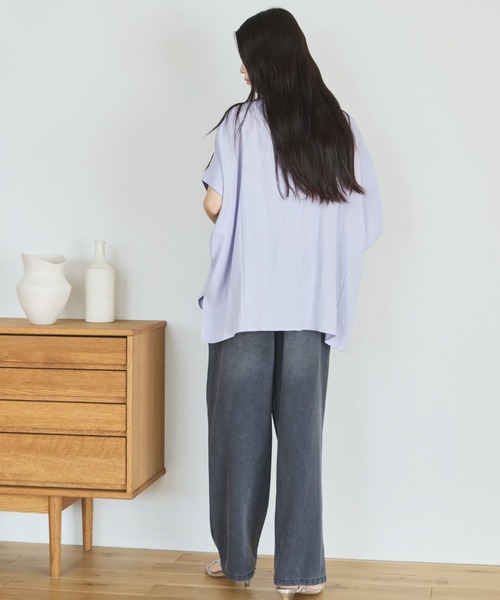 Doux archives(ドゥアルシーヴ)の「【名品】ウォッシャブルリネンライクスキッパープルオーバー(シャツ/ブラウス・レディース・ラベンダー/ネイビー/ブルー/オフホワイト・FREE)」の5枚目の写真