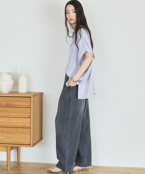 Doux archives(ドゥアルシーヴ)の「【名品】ウォッシャブルリネンライクスキッパープルオーバー(シャツ/ブラウス・レディース・ラベンダー/ネイビー/ブルー/オフホワイト・FREE)」の6枚目の写真