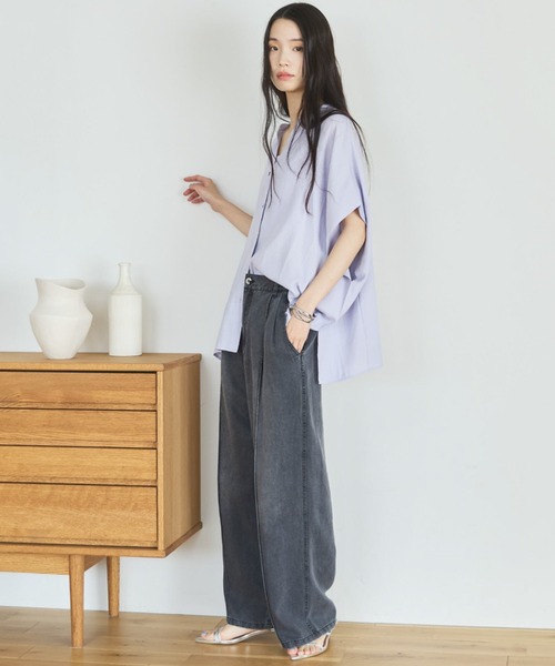 Doux archives(ドゥアルシーヴ)の「【名品】ウォッシャブルリネンライクスキッパープルオーバー(シャツ/ブラウス・レディース・ラベンダー/ネイビー/ブルー/オフホワイト・FREE)」の7枚目の写真