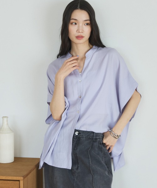 Doux archives(ドゥアルシーヴ)の「【名品】ウォッシャブルリネンライクスキッパープルオーバー(シャツ/ブラウス・レディース・ラベンダー/ネイビー/ブルー/オフホワイト・FREE)」の8枚目の写真