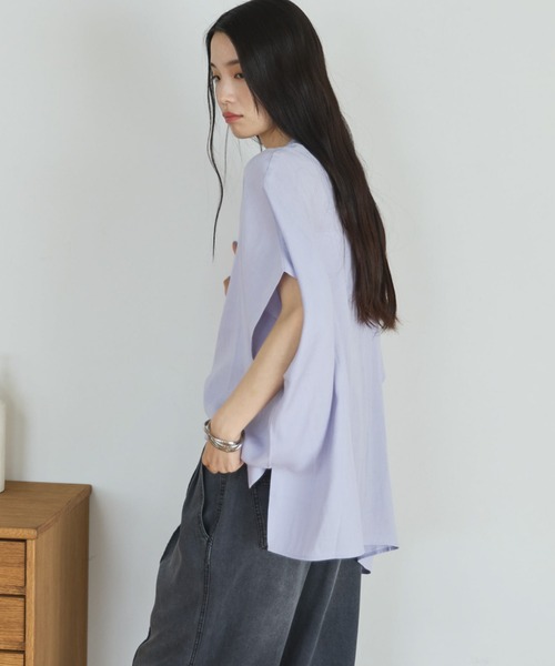 Doux archives(ドゥアルシーヴ)の「【名品】ウォッシャブルリネンライクスキッパープルオーバー(シャツ/ブラウス・レディース・ラベンダー/ネイビー/ブルー/オフホワイト・FREE)」の11枚目の写真
