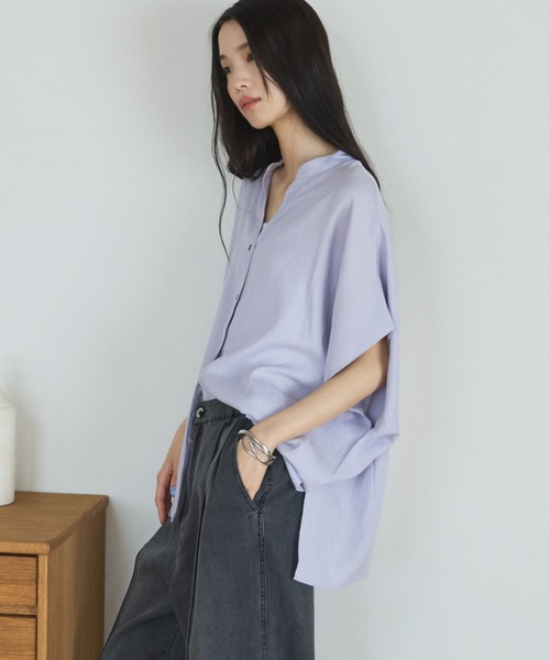 Doux archives(ドゥアルシーヴ)の「【名品】ウォッシャブルリネンライクスキッパープルオーバー(シャツ/ブラウス・レディース・ラベンダー/ネイビー/ブルー/オフホワイト・FREE)」の12枚目の写真