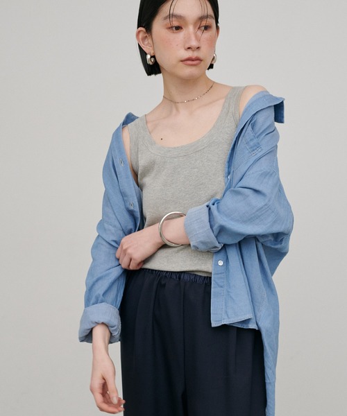 LARUTA（ラルータ）の「【LARUTA】強撚ニットタンクトップ（タンクトップ・レディース・ブラック/グレー/オフホワイト・FREE）」の3枚目の写真