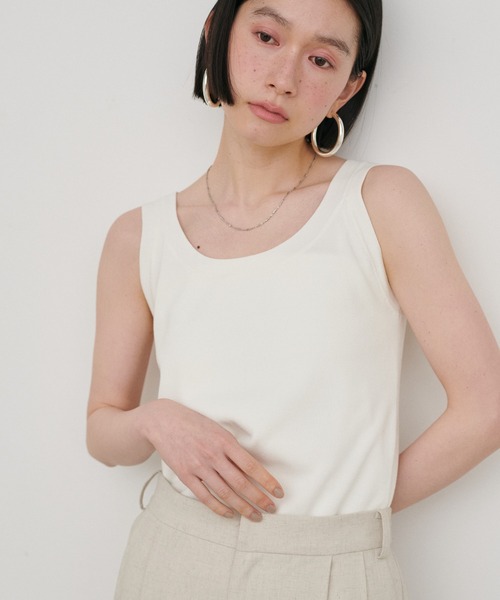 LARUTA（ラルータ）の「【LARUTA】強撚ニットタンクトップ（タンクトップ・レディース・ブラック/グレー/オフホワイト・FREE）」の4枚目の写真