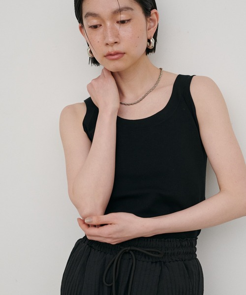 LARUTA（ラルータ）の「【LARUTA】強撚ニットタンクトップ（タンクトップ・レディース・ブラック/グレー/オフホワイト・FREE）」の7枚目の写真