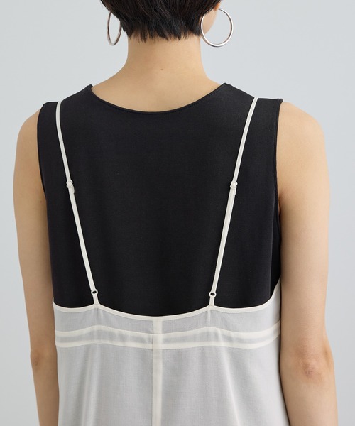 SALON adam et rope'（サロン アダム エ ロペ）の「コットンボイルシアーキャミワンピース（ワンピース・レディース・ブラック/オフホワイト・FREE）」の16枚目の写真