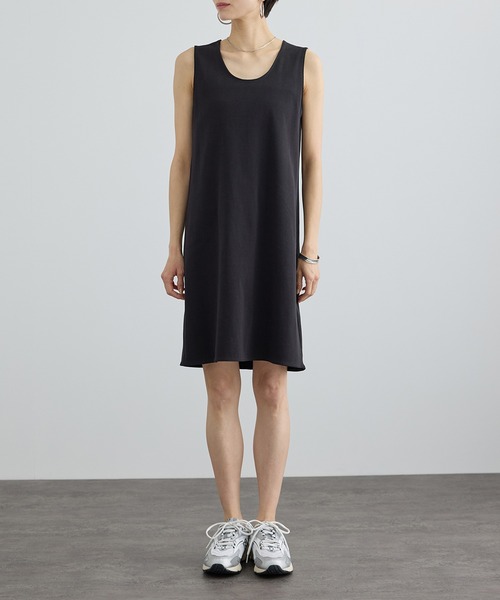 SALON adam et rope'（サロン アダム エ ロペ）の「コットンボイルシアーキャミワンピース（ワンピース・レディース・ブラック/オフホワイト・FREE）」の18枚目の写真