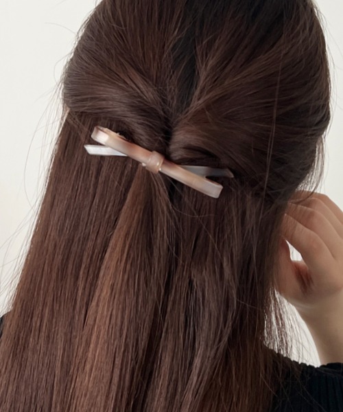 セール】シンプル カラーリボンバレッタ（バレッタ/ヘアクリップ