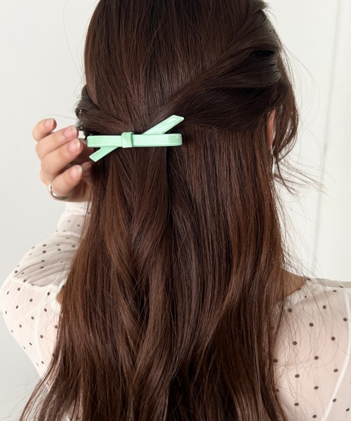 ホーク バレッタ セール】シンプル カラーリボンバレッタ（バレッタ/ヘアクリップ