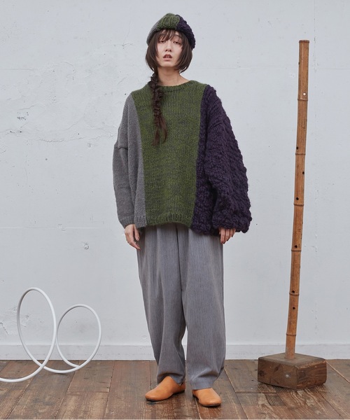Dulcamara(ドゥルカマラ)の「ハンドニットグラデーションアシメPO(ニット/セーター・メンズ・マルチ/ブラック・1/0)」の8枚目の写真