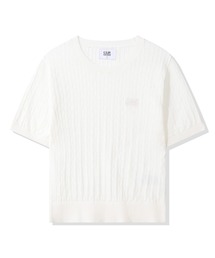 (Women's) Small Square Logo Cable Short Sleeve Knit CBFUWKS004