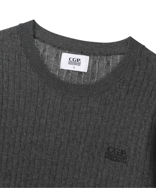 codegraphy(コードグラフィー)の「(Women's) Small Square Logo Cable Short Sleeve Knit CBFUWKS004(Tシャツ/カットソー・レディース・チャコール/ライトピンク/White・SMALL/MEDIUM)」の11枚目の写真