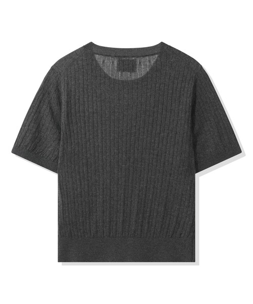 codegraphy(コードグラフィー)の「(Women's) Small Square Logo Cable Short Sleeve Knit CBFUWKS004(Tシャツ/カットソー・レディース・チャコール/ライトピンク/White・SMALL/MEDIUM)」の14枚目の写真