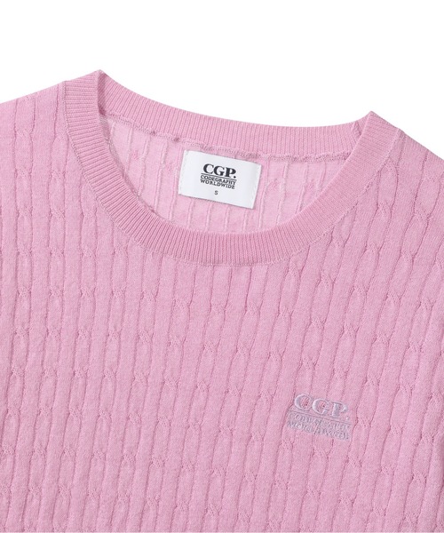 codegraphy(コードグラフィー)の「(Women's) Small Square Logo Cable Short Sleeve Knit CBFUWKS004(Tシャツ/カットソー・レディース・チャコール/ライトピンク/White・SMALL/MEDIUM)」の15枚目の写真