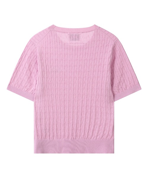 codegraphy(コードグラフィー)の「(Women's) Small Square Logo Cable Short Sleeve Knit CBFUWKS004(Tシャツ/カットソー・レディース・チャコール/ライトピンク/White・SMALL/MEDIUM)」の18枚目の写真