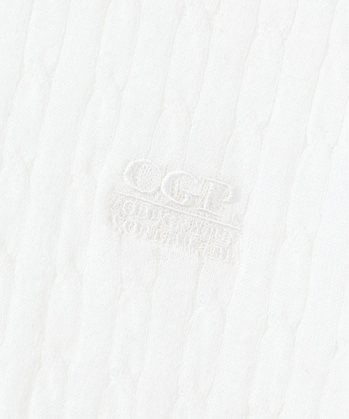 codegraphy(コードグラフィー)の「(Women's) Small Square Logo Cable Short Sleeve Knit CBFUWKS004(Tシャツ/カットソー・レディース・チャコール/ライトピンク/White・SMALL/MEDIUM)」の8枚目の写真