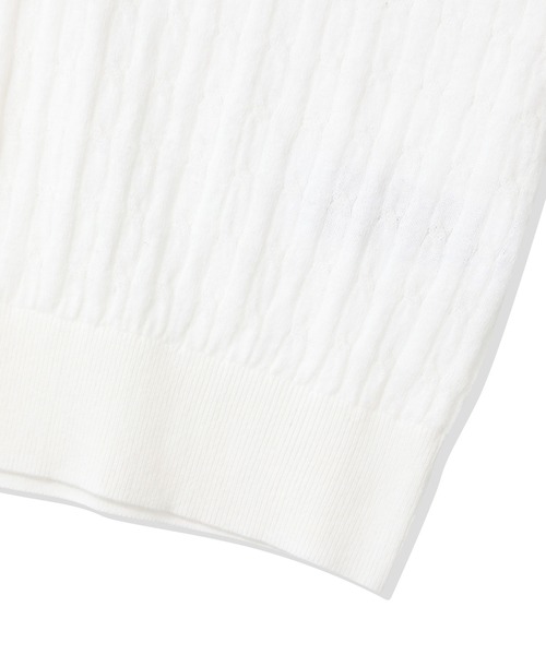 codegraphy(コードグラフィー)の「(Women's) Small Square Logo Cable Short Sleeve Knit CBFUWKS004(Tシャツ/カットソー・レディース・チャコール/ライトピンク/White・SMALL/MEDIUM)」の9枚目の写真