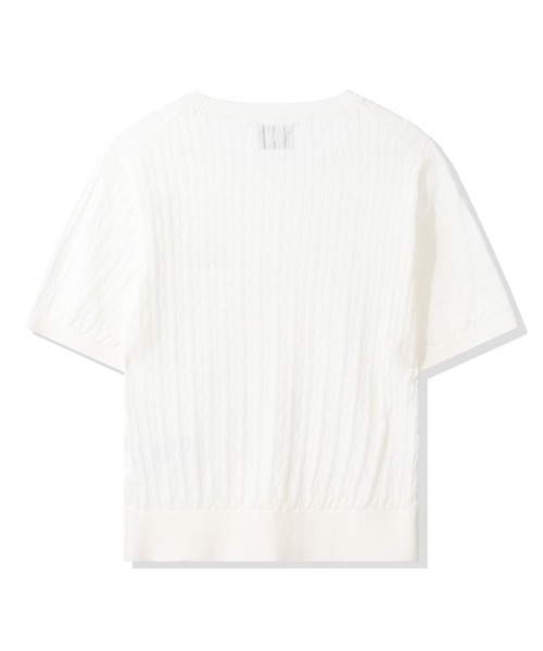 codegraphy(コードグラフィー)の「(Women's) Small Square Logo Cable Short Sleeve Knit CBFUWKS004(Tシャツ/カットソー・レディース・チャコール/ライトピンク/White・SMALL/MEDIUM)」の10枚目の写真