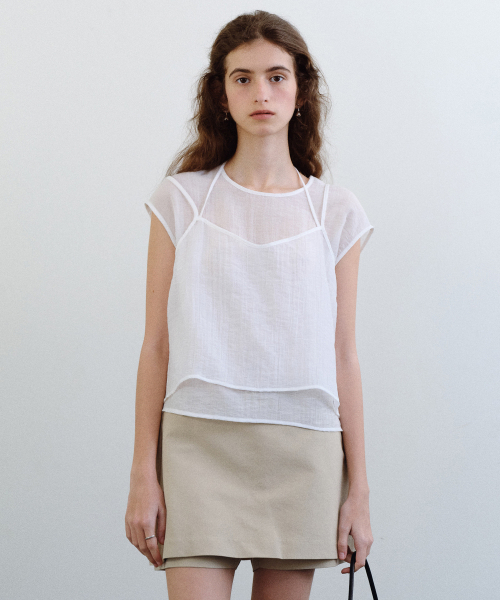 URAGO(ユラーゴ)の「Wrinkle layered blouse set(シャツ/ブラウス・レディース・チャコールグレー/ブラック/アイボリー・SMALL/MEDIUM)」の4枚目の写真