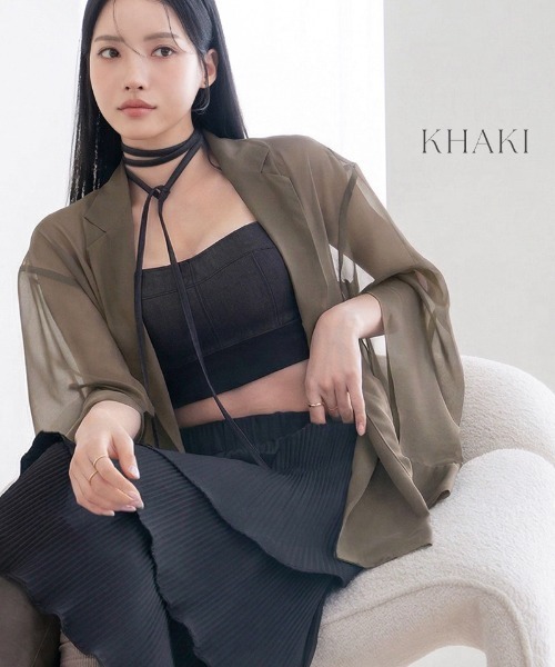 tu-hacci（ツーハッチ）の「接触冷感シアージャケット（テーラードジャケット・レディース・ブラック/ダークブラウン/ベージュ/カーキ/ライラック・FREE）」の19枚目の写真