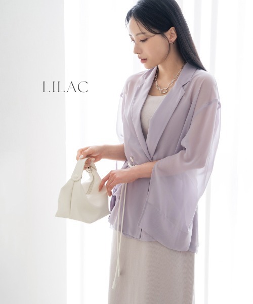 tu-hacci（ツーハッチ）の「接触冷感シアージャケット（テーラードジャケット・レディース・ブラック/ダークブラウン/ベージュ/カーキ/ライラック・FREE）」の20枚目の写真