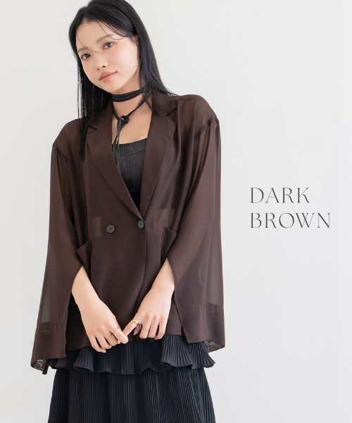 tu-hacci（ツーハッチ）の「接触冷感シアージャケット（テーラードジャケット・レディース・ブラック/ダークブラウン/ベージュ/カーキ/ライラック・FREE）」の21枚目の写真