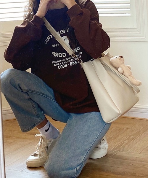 Teem Store(チームストア)の「【大容量/A4対応】2WAYダブルハンドルトートバッグ 通勤 通学(トートバッグ・レディース・ブラック/アイボリー・F)」の16枚目の写真