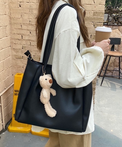 Teem Store(チームストア)の「【大容量/A4対応】2WAYダブルハンドルトートバッグ 通勤 通学(トートバッグ・レディース・ブラック/アイボリー・F)」の10枚目の写真