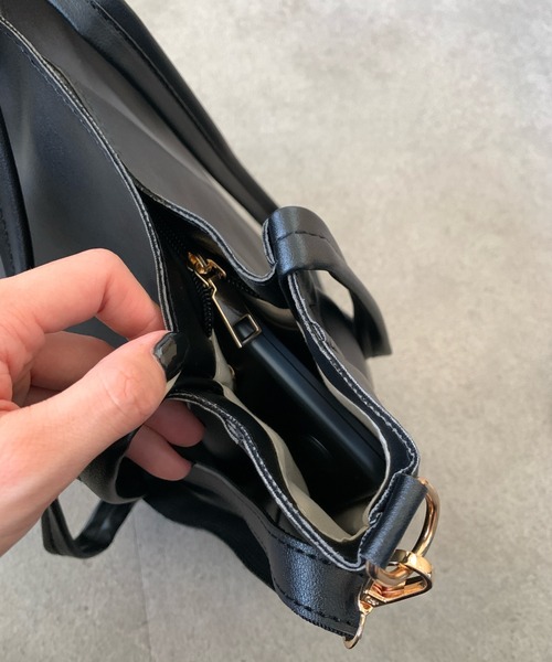 Teem Store(チームストア)の「【大容量/A4対応】2WAYダブルハンドルトートバッグ 通勤 通学(トートバッグ・レディース・ブラック/アイボリー・F)」の19枚目の写真