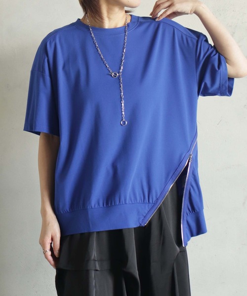 BITTOKO（ビットコ）の「冷感ファスナーデザインT（Tシャツ/カットソー・レディース・ブラック/ホワイト/ブルー・FREE）」の3枚目の写真