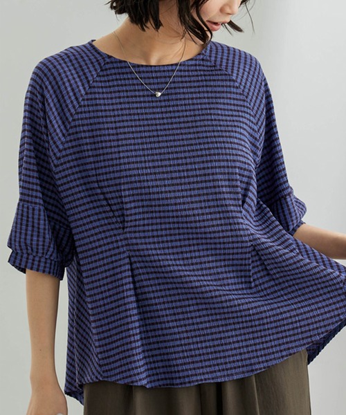 BELLUNA PLUS(ベルーナ)の「サッカー素材ランタン袖プルオーバー(Tシャツ/カットソー・レディース・ライム/ブルー系/ブラック系・LARGE/MEDIUM/X-LARGE)」の10枚目の写真