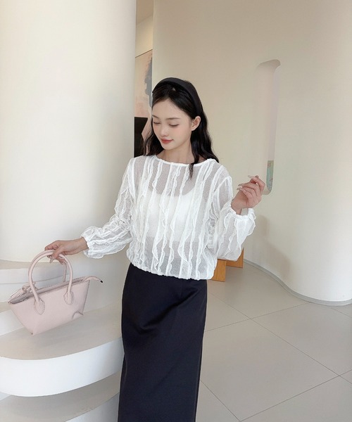 Jasmine Grandiflorum(ジャスミングランディフローラム)の「【Jasmine】ラッフルフリルグロップド丈トップス(その他トップス・レディース・ホワイト/ブラック・FREE)」の7枚目の写真