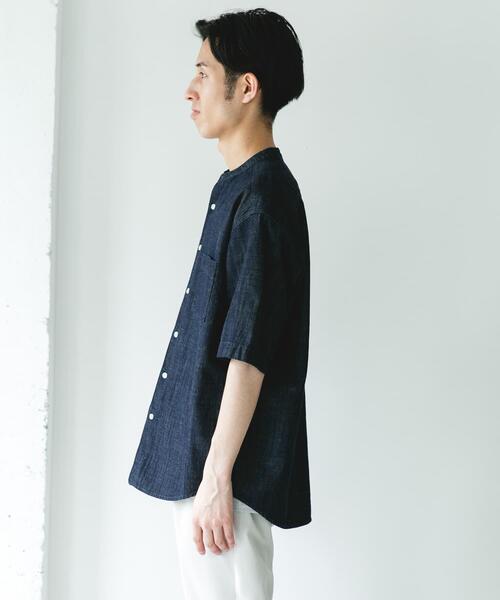 URBAN RESEARCH DOORS(アーバンリサーチドアーズ)の「リネンブレンド デニムバンドショートスリーブシャツ(シャツ/ブラウス・メンズ・ワンウォッシュ/ブルー系その他・MEDIUM/LARGE)」の12枚目の写真