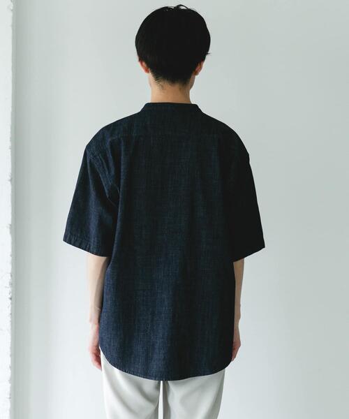 URBAN RESEARCH DOORS(アーバンリサーチドアーズ)の「リネンブレンド デニムバンドショートスリーブシャツ(シャツ/ブラウス・メンズ・ワンウォッシュ/ブルー系その他・MEDIUM/LARGE)」の13枚目の写真
