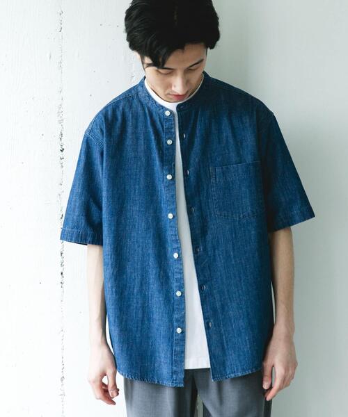 URBAN RESEARCH DOORS(アーバンリサーチドアーズ)の「リネンブレンド デニムバンドショートスリーブシャツ(シャツ/ブラウス・メンズ・ワンウォッシュ/ブルー系その他・MEDIUM/LARGE)」の20枚目の写真