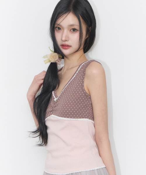 ILLIGO(イリゴ)の「ドット配色スリーブレスブラウン(Tシャツ/カットソー・レディース・その他・OS)」の3枚目の写真