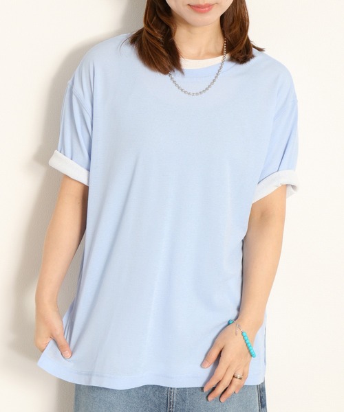 cepo(セポ)の「梨地織り シアーショートスリーブTee(Tシャツ/カットソー・レディース・ブラック/サックスブルー/ピンク/オフホワイト・M)」の13枚目の写真