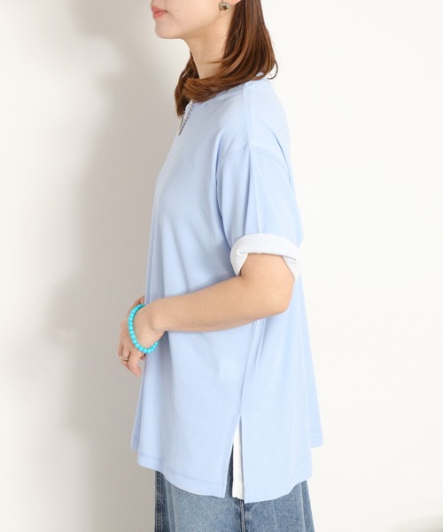 cepo(セポ)の「梨地織り シアーショートスリーブTee(Tシャツ/カットソー・レディース・ブラック/サックスブルー/ピンク/オフホワイト・M)」の14枚目の写真