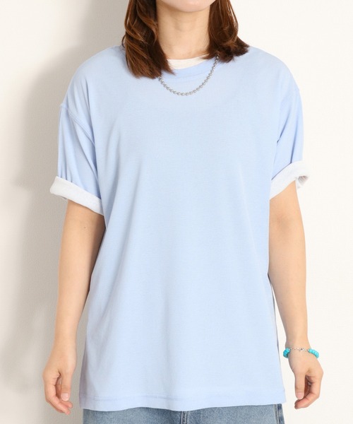 cepo(セポ)の「梨地織り シアーショートスリーブTee(Tシャツ/カットソー・レディース・ブラック/サックスブルー/ピンク/オフホワイト・M)」の18枚目の写真