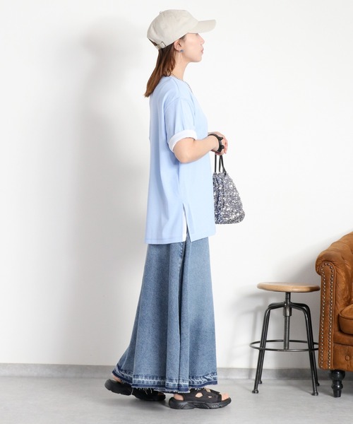 cepo(セポ)の「梨地織り シアーショートスリーブTee(Tシャツ/カットソー・レディース・ブラック/サックスブルー/ピンク/オフホワイト・M)」の11枚目の写真