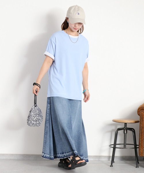 cepo(セポ)の「梨地織り シアーショートスリーブTee(Tシャツ/カットソー・レディース・ブラック/サックスブルー/ピンク/オフホワイト・M)」の12枚目の写真