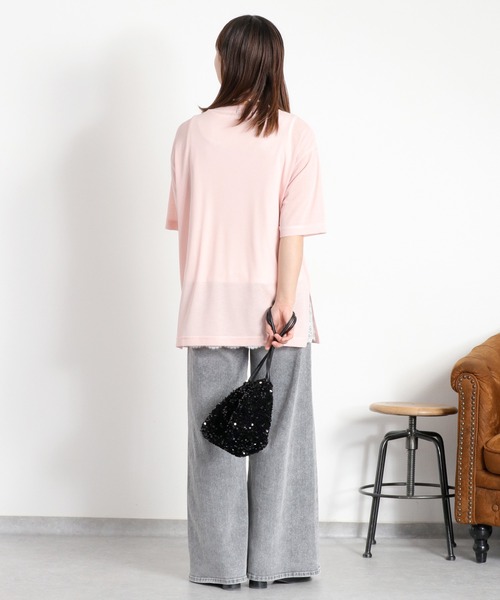 cepo(セポ)の「梨地織り シアーショートスリーブTee(Tシャツ/カットソー・レディース・ブラック/サックスブルー/ピンク/オフホワイト・M)」の21枚目の写真