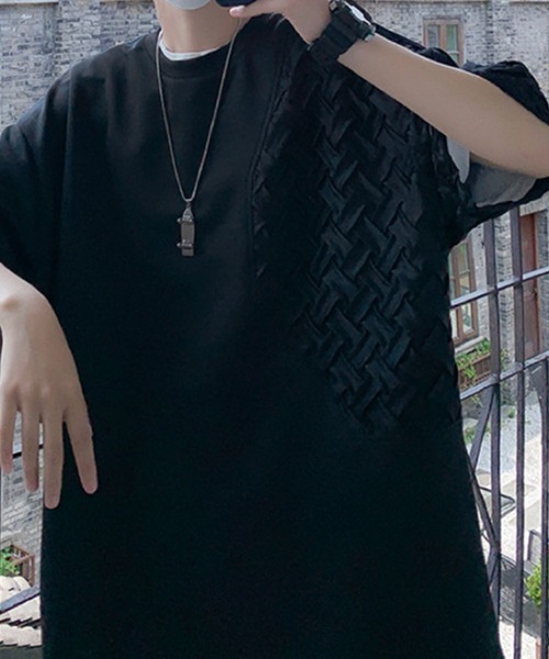GLAMOROUS JANE(グラマラスジェーン)の「クロス編み異素材Tシャツ(Tシャツ/カットソー・メンズ・ブラック/ホワイト・M/L/LL)」の14枚目の写真