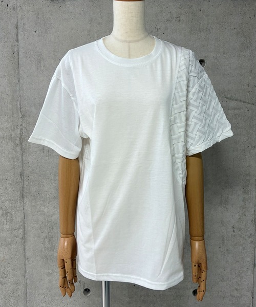 GLAMOROUS JANE(グラマラスジェーン)の「クロス編み異素材Tシャツ(Tシャツ/カットソー・メンズ・ブラック/ホワイト・M/L/LL)」の17枚目の写真
